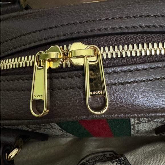 Gucci Ophidia GG Mini Top Handle Bag Dome Shape Crossbody Brown Gold New Rare - Picture 13 of 16